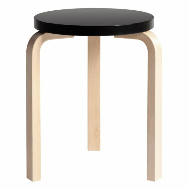 Tabouret Stool 60, Alvar Aalto,Bouleau,Noir