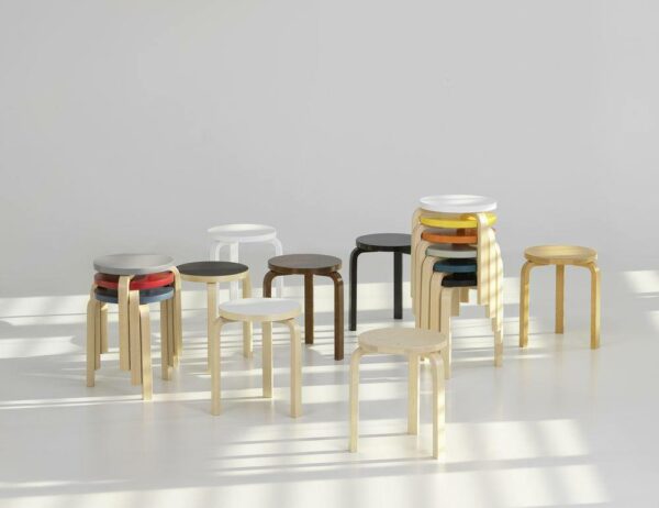 Tabouret Stool 60, Alvar Aalto,Bouleau,Turquoise