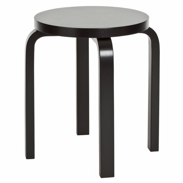 Tabouret Stool E60, Alvar Aalto, noir/noir