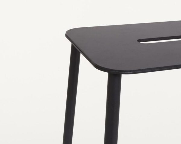 Tabouret Adam,Structure noire,Assise en cuir anthracite,H.50cm