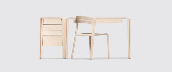 Bureau Primum, 120x60, frêne blanchi massif