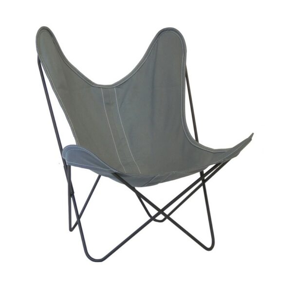 Fauteuil AA Butterfly,Structure noire, Toile coton, Gris