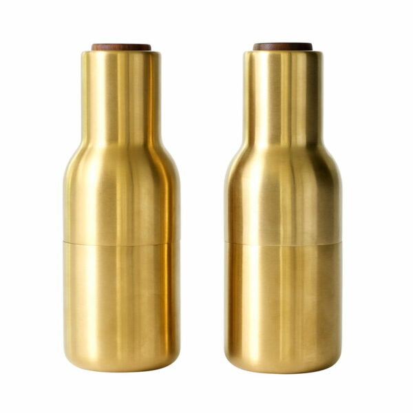 Poivrier et Salière Bottle Grinder, Laiton brossé et Noyer