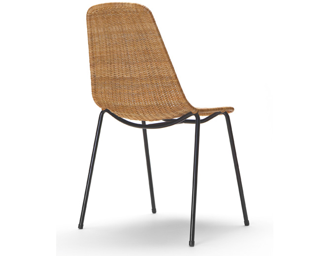 Chaise Basket Cadre Noir Rotin Pulut Naturel INDOOR