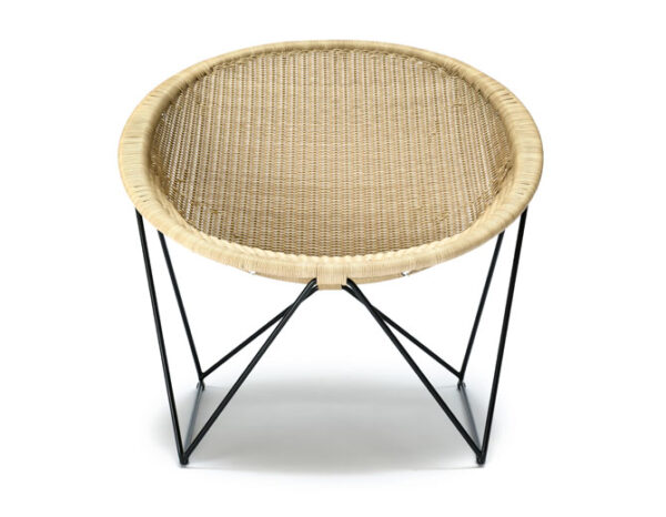 Fauteuil Lounge C317, Cadre Noir, Polyéthylène Couleur Blé, OUTDOOR