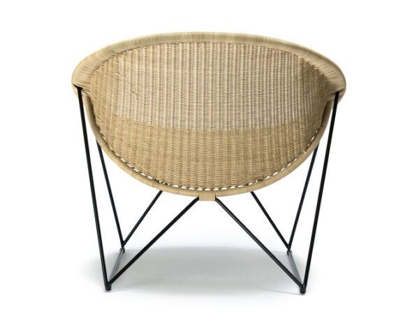 Fauteuil Lounge C317, Cadre Noir, Polyéthylène Couleur Blé, OUTDOOR
