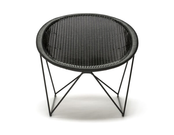 Fauteuil Lounge C317, Cadre Noir, Polyéthylène Noir, OUTDOOR