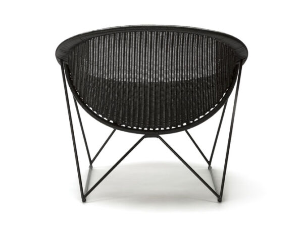 Fauteuil Lounge C317, Cadre Noir, Polyéthylène Noir, OUTDOOR