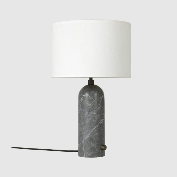 Lampe de table Gravity, Marbre gris, Blanc, Large