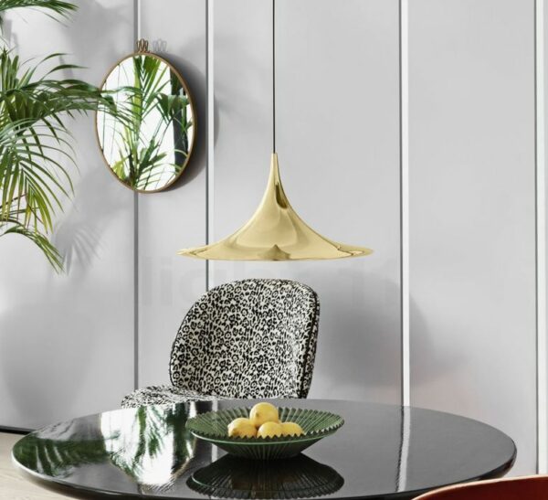 Suspension Semi-Pendant, Laiton Brillant, D.30cm