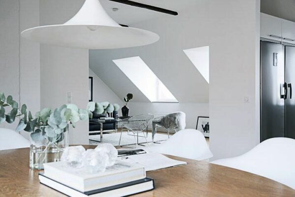 Suspension Semi-Pendant, Blanc Semi Mat, D.90cm