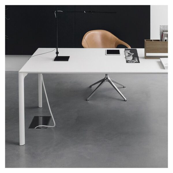 Table extensible Maki, Indoor, Top Fénix Blanc, Structure Blanche, L.189-226-263 x P90 xH75cm