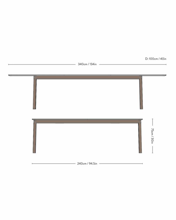 Table extensible Patch HW2, Chêne naturel, Top en Fénix 0748 Beige Arizona