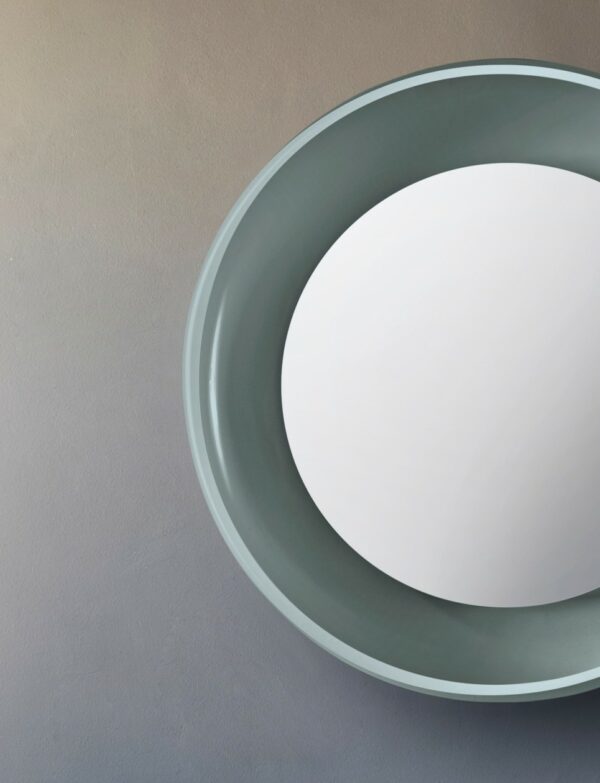 Miroir Coque, Diam.100 cm, Céramique Pétrole