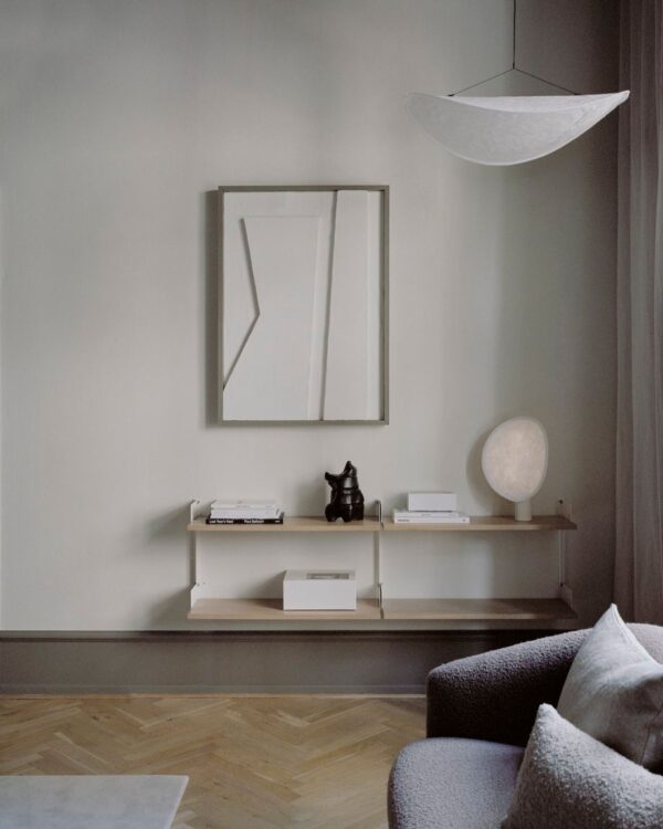 Etagère murale New Works 450, Blanc et Chêne naturel