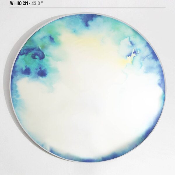 Miroir mural Francis, Extra Large, Bleu-jaune