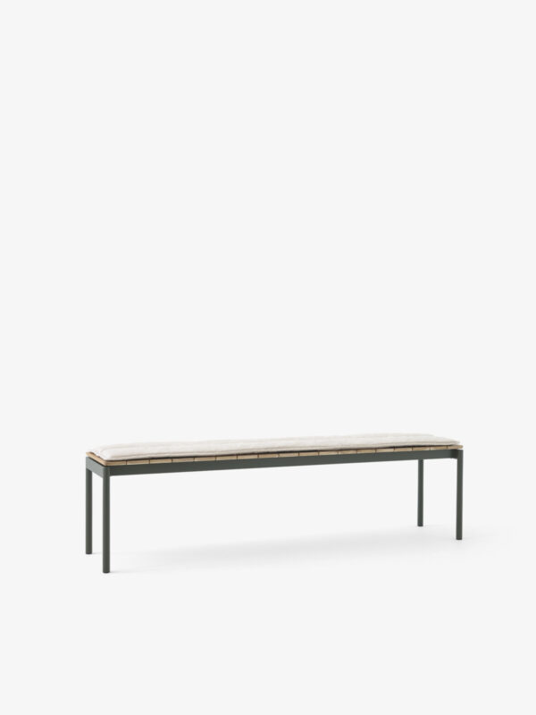 Banc Ville AV28, Vert bronze et teck, L.180x40cm