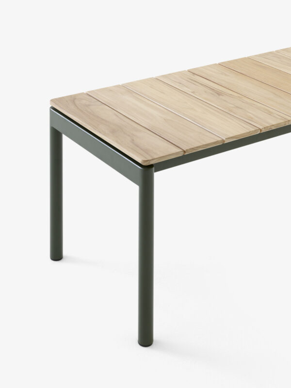 Banc Ville AV28, Vert bronze et teck, L.180x40cm
