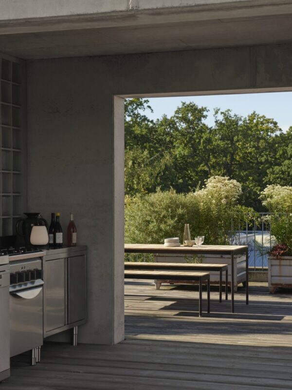 Table Ville AV26, Noir et Teck, L.220x90cm