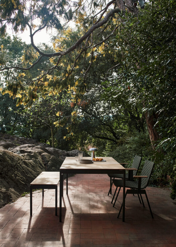 Table Ville AV26, Noir et Teck, L.220x90cm