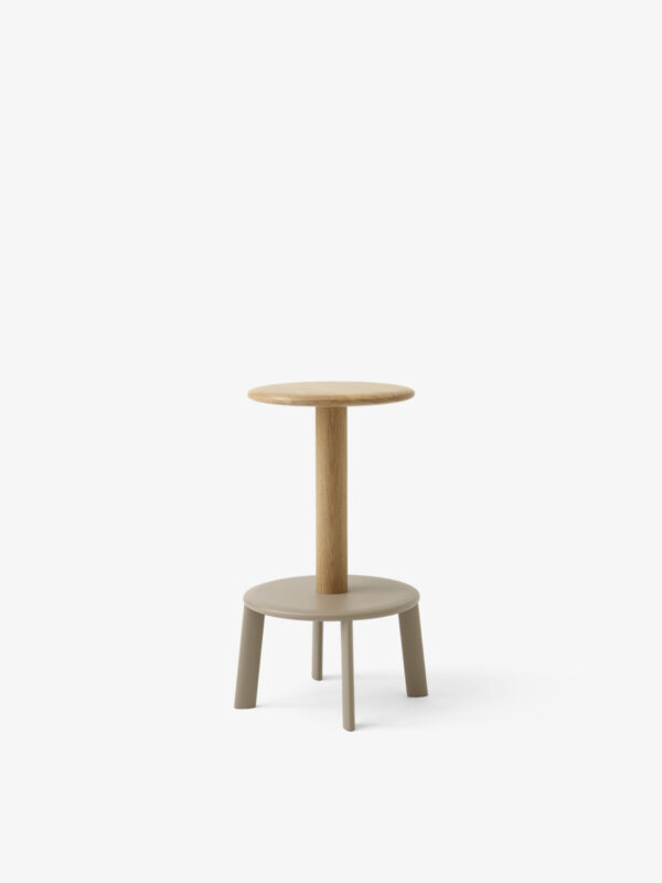 Tabouret Massif  AV39, Chêne & Gris Beige  H.65 cm
