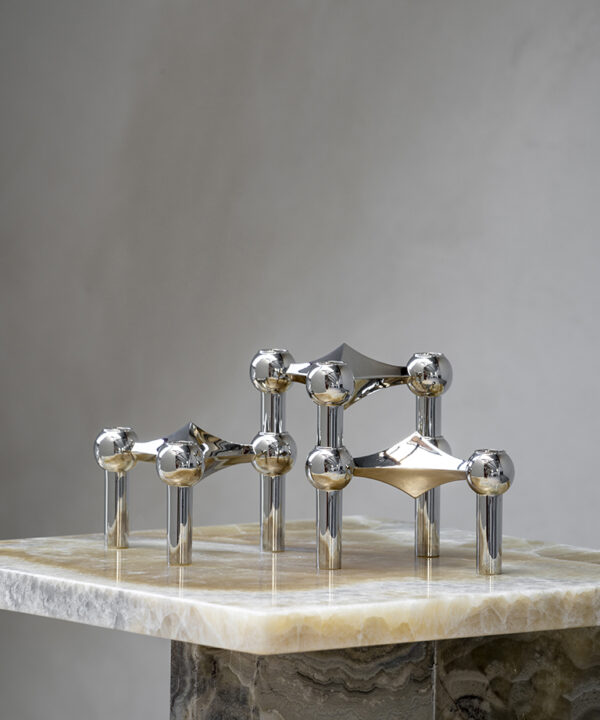 Bougeoir Stoff Nagel, Set de 3 pcs, Chrome