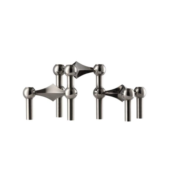 Bougeoir Stoff Nagel, Set de 3 pcs, Noir Chromé