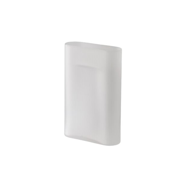 Ridge Vase - h35 - White frosted glass