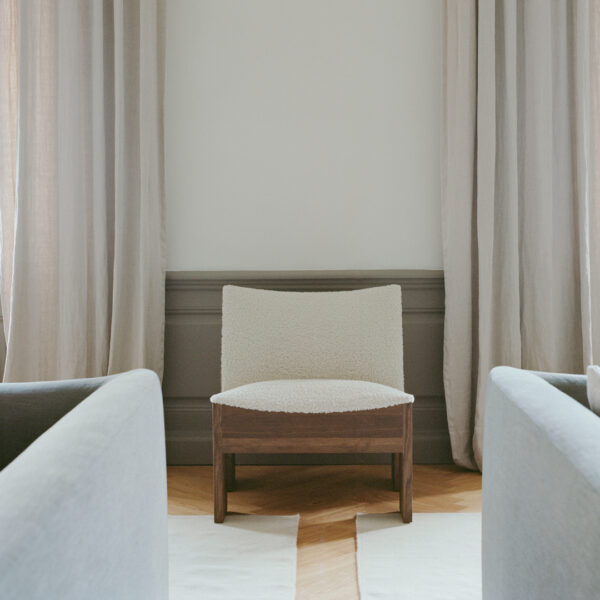 Fauteuil lounge Tenon, Chêne fumé, Tissu