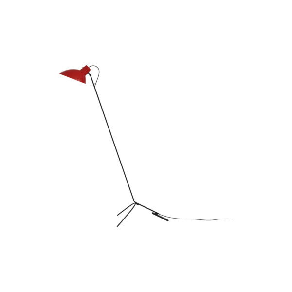 Lampadaire VV Cinquanta, Structure noire, abat-jour rouge