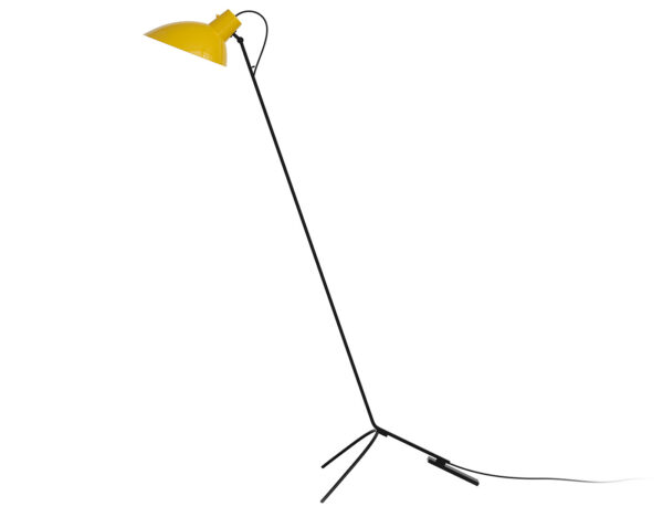 Lampadaire VV Cinquanta, Structure noire, abat-jour jaune