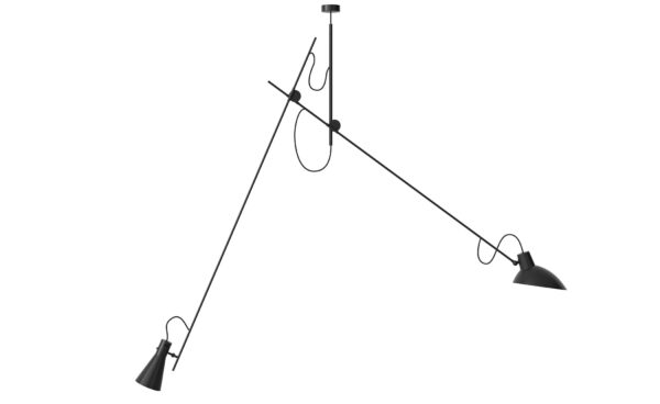 Suspension VV Cinquanta ,Structure noire, abat-jour noir