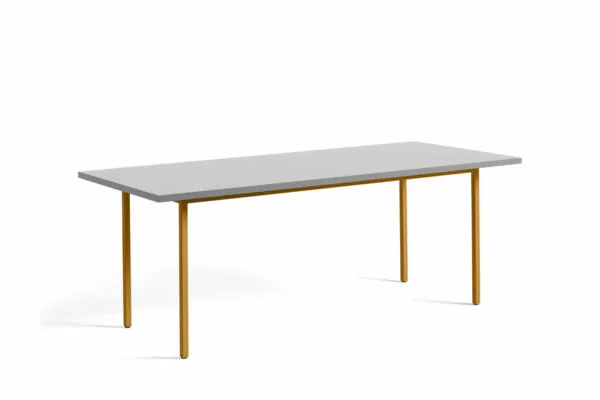 Table Two-Colour, L200 X W90 X H74, Gris clair-Ocre